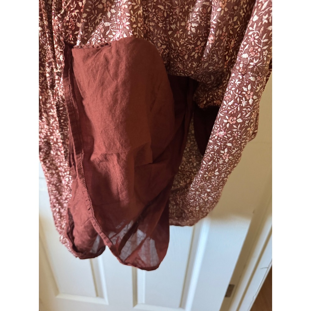 Madewell Floral Smocked Mini Dress Women Small Brown Flutter Sleeve Pockets - Picture 6 of 9